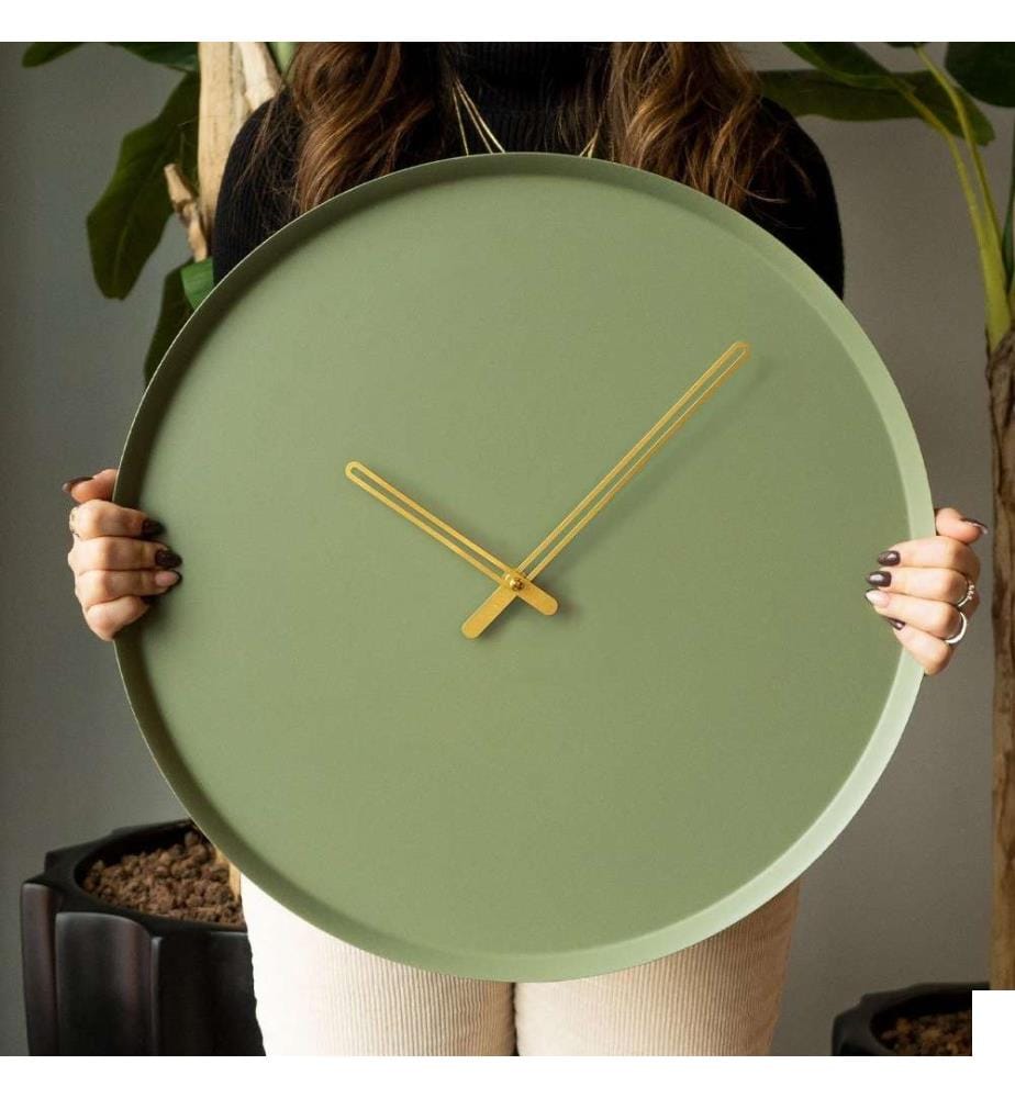 Horloge murale décorative en métal, vert, acier