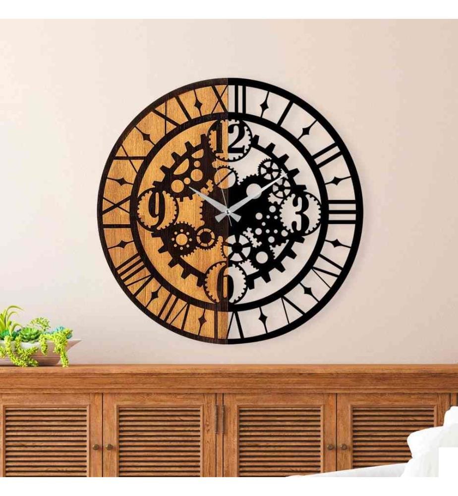Horloge murale décorative en bois, noyer noir, bois