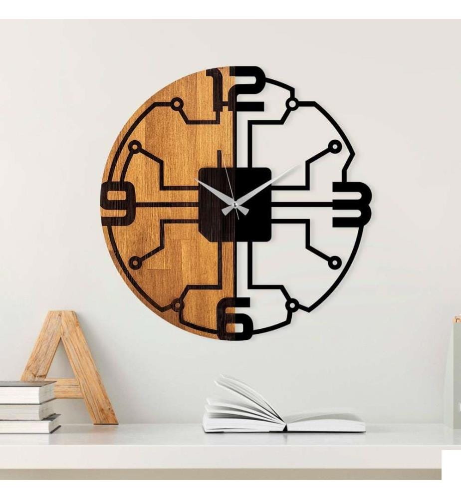 Horloge murale décorative en bois, noyer noir, bois