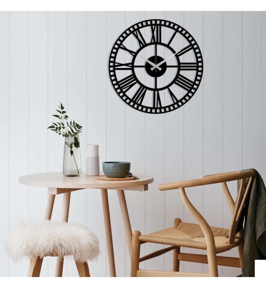 Horloge murale décorative en métal, noir, métal