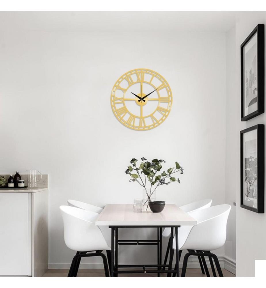 Horloge murale décorative en métal, or, métal