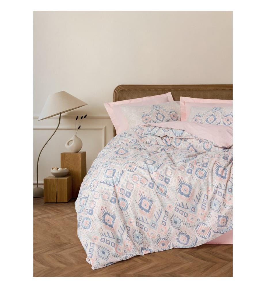 Ensemble housse de couette simple Ranforce, saumon, 100 % COTON RANFORCE