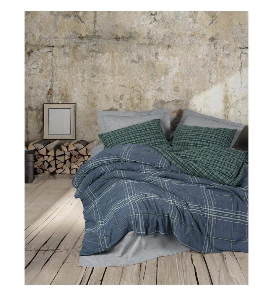 Ensemble housse de couette simple, bleu, 50 % COTON / 50 % POLYESTER