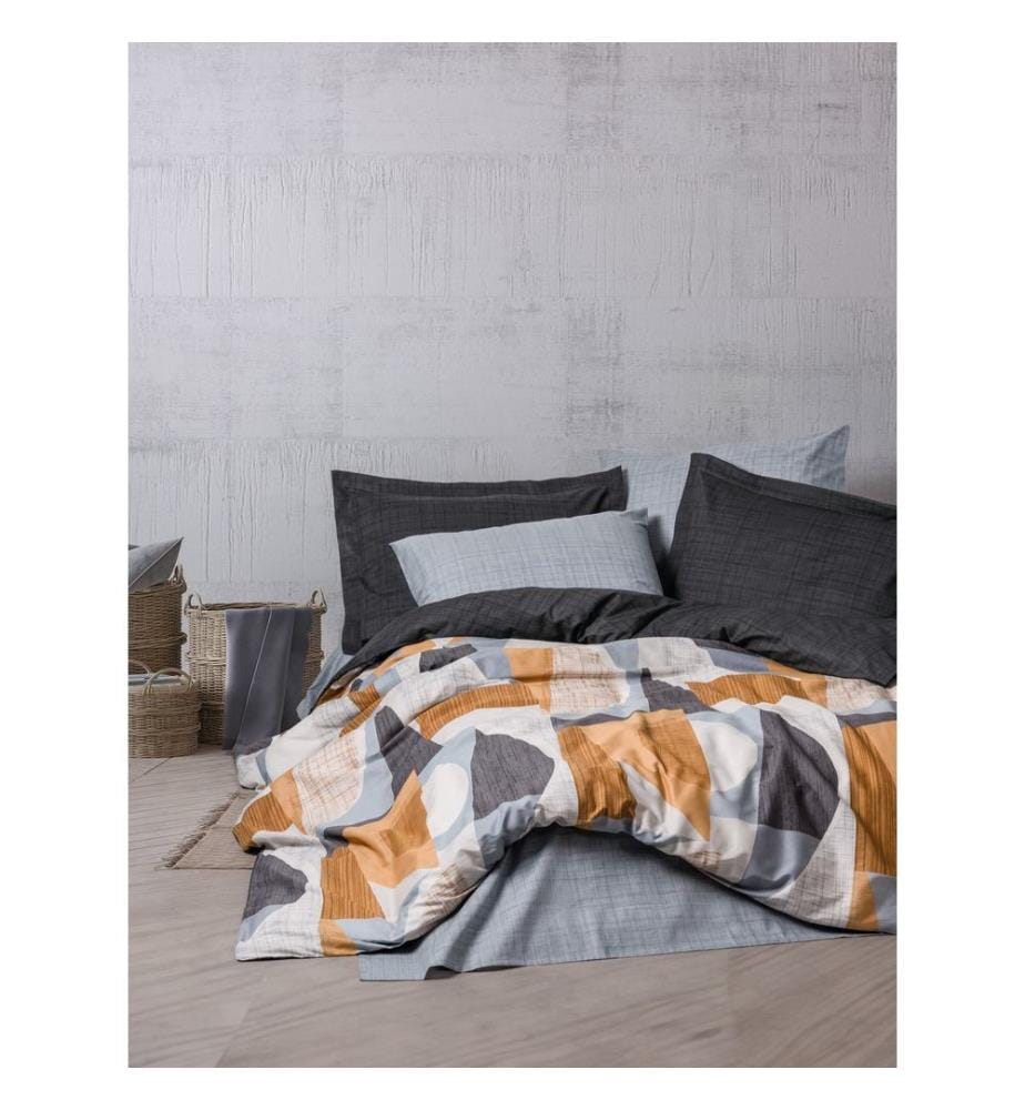 Ensemble de housse de couette Ranforce King, gris, 100 % COTON RANFORCE