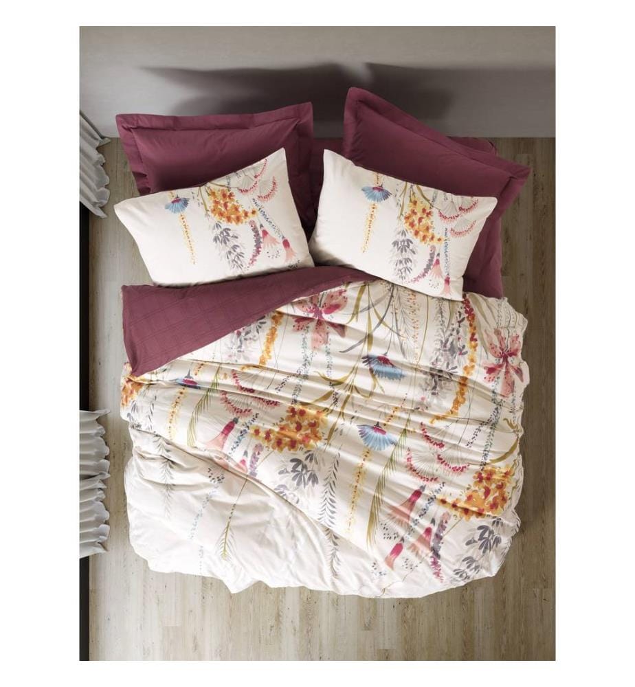 Ensemble housse de couette double Ranforce, rouge bordeaux, 100 % COTON RANFORCE
