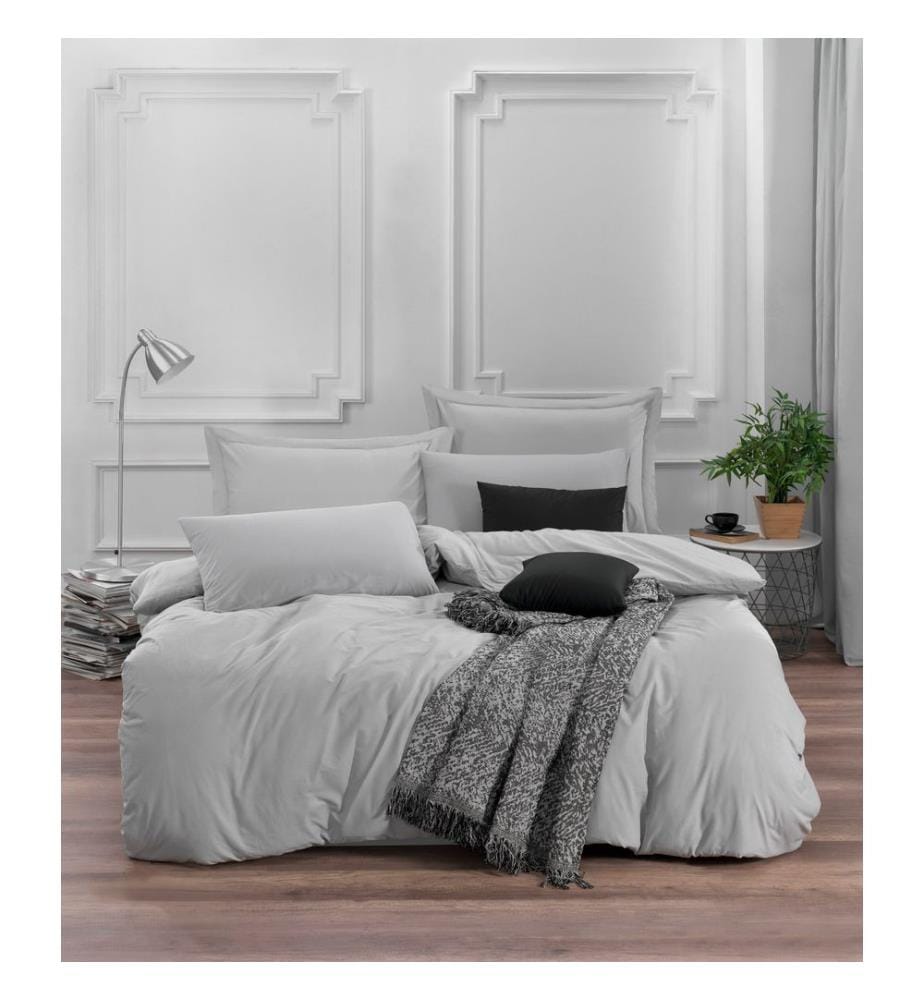 Ensemble housse de couette king size, gris, 65 % COTON / 35 % POLYESTER