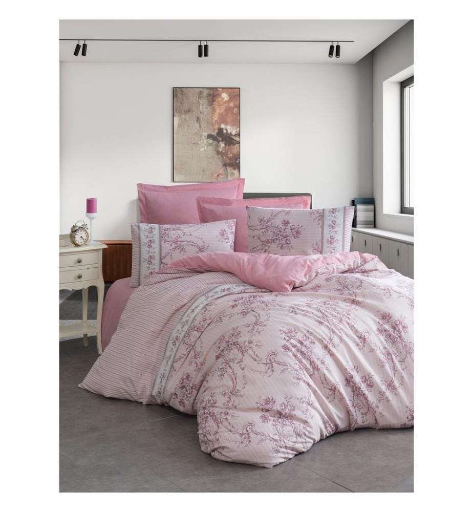 Ensemble de housse de couette king size, rose, 65 % COTON / 35 % POLYESTER