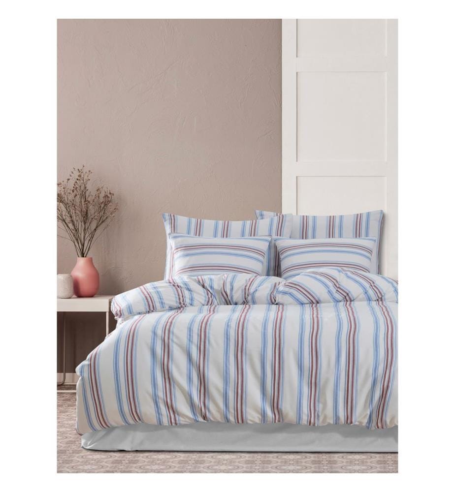 Ensemble housse de couette Super King, rouge, bleu, 70 % COTON / 30 % POLYESTER