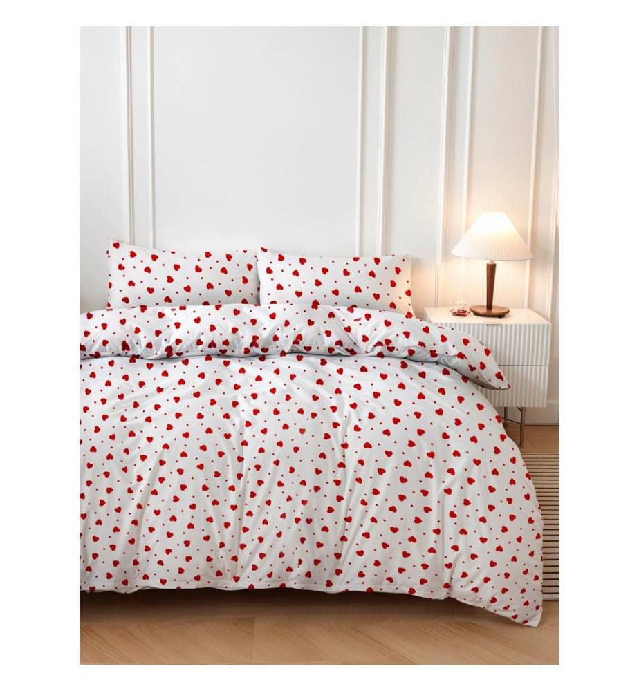 Ensemble housse de couette super king size, rouge, blanc, 50 % COTON / 50 % POLYESTER