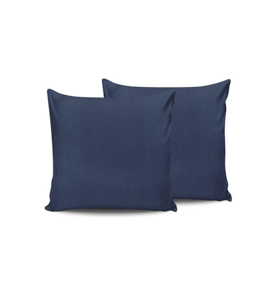 Taie d'oreiller 2 pièces, bleu foncé, 100% coton Ranforce