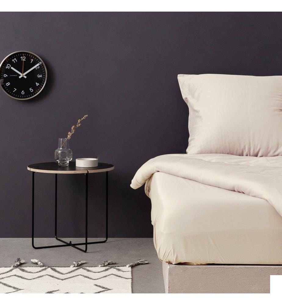 Drap-housse double en satin, crème, 100 % COTON SATIN