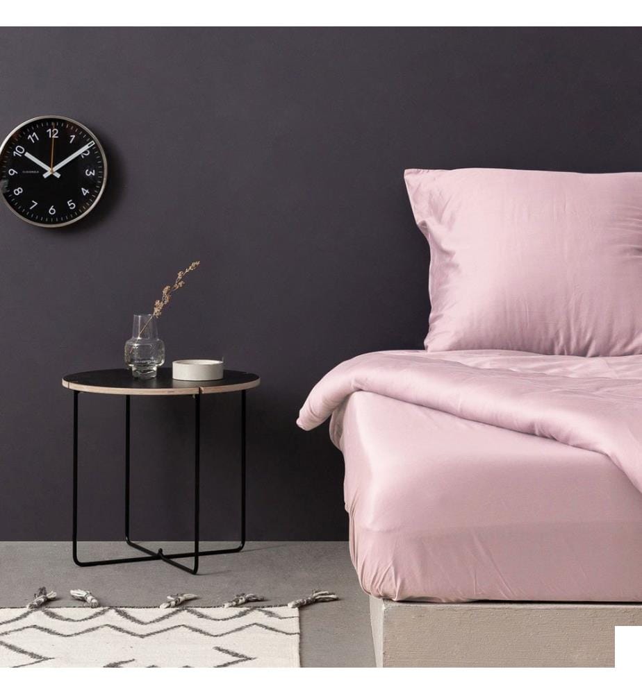 Drap-housse double XL en satin, rose pâle, 100 % SATIN DE COTON