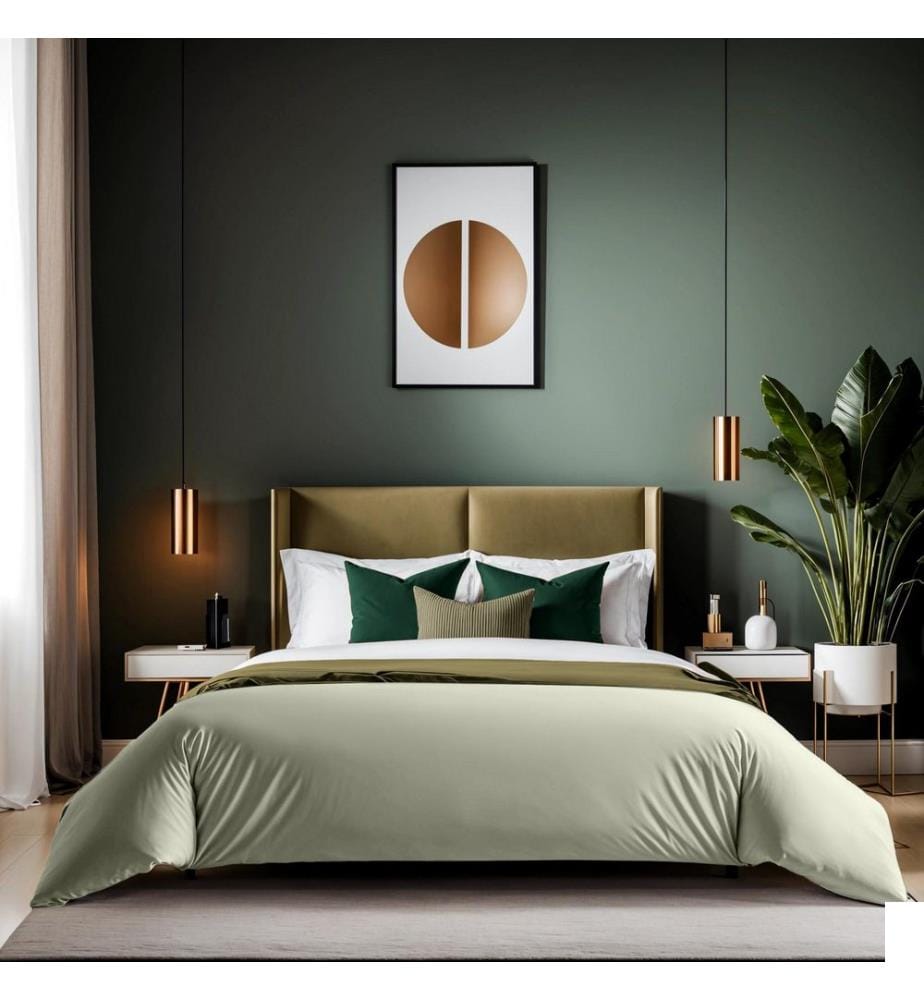 Housse de couette double Ranforce, vert, 100 % COTON RANFORCE