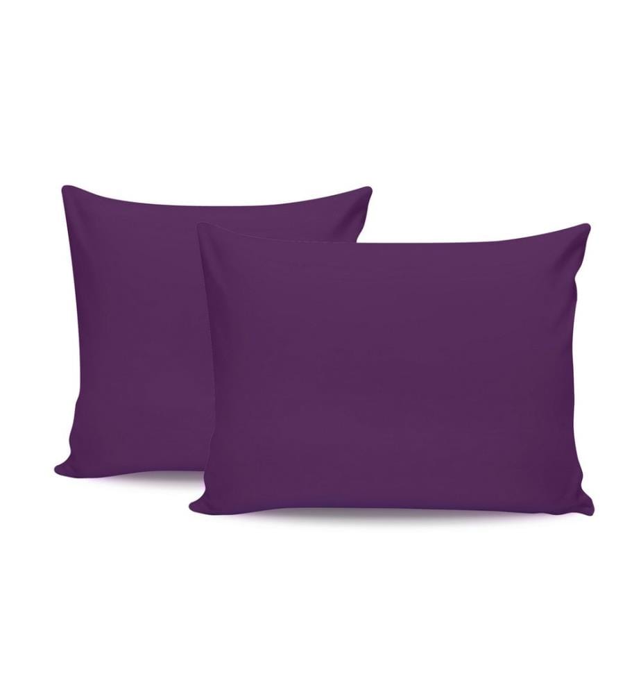 Ensemble de taies d'oreiller, 2 pièces, violet, 100 % COTON RANFORCE