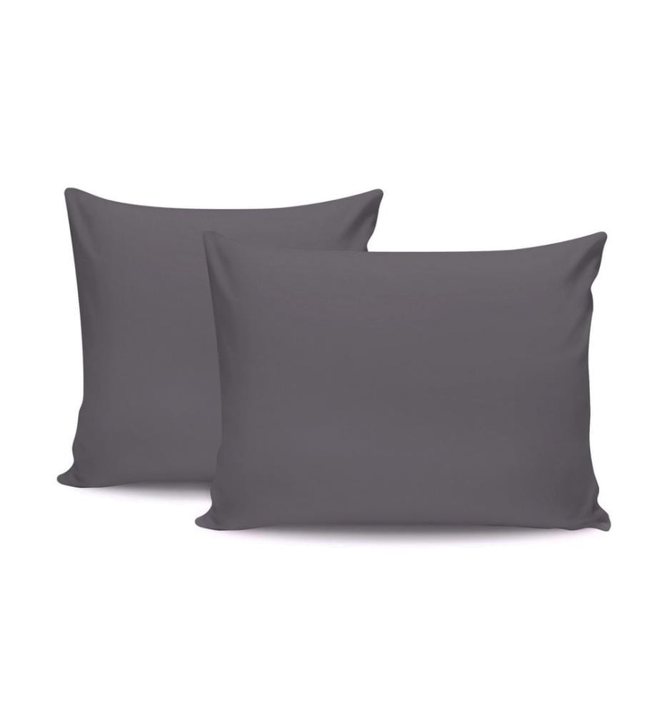 Ensemble de taies d'oreiller, 2 pièces, gris foncé, 100 % COTON RANFORCE