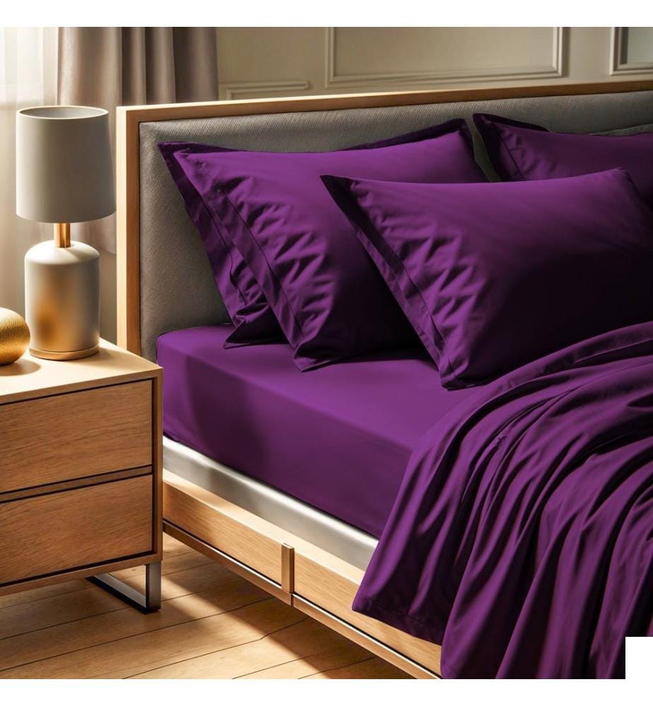 Drap-housse double Ranforce, violet, 100 % COTON RANFORCE