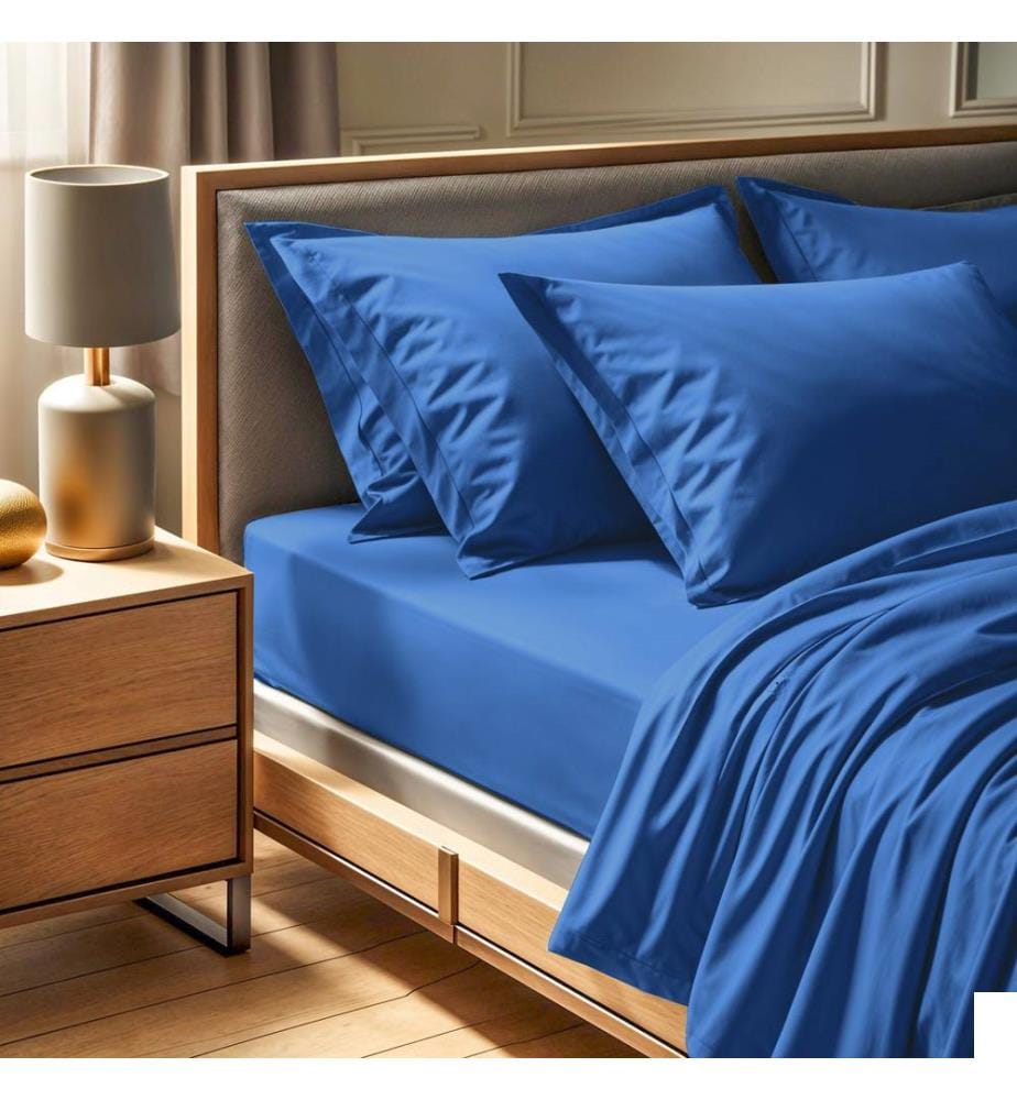 Drap-housse double Ranforce, bleu, 100 % COTON RANFORCE