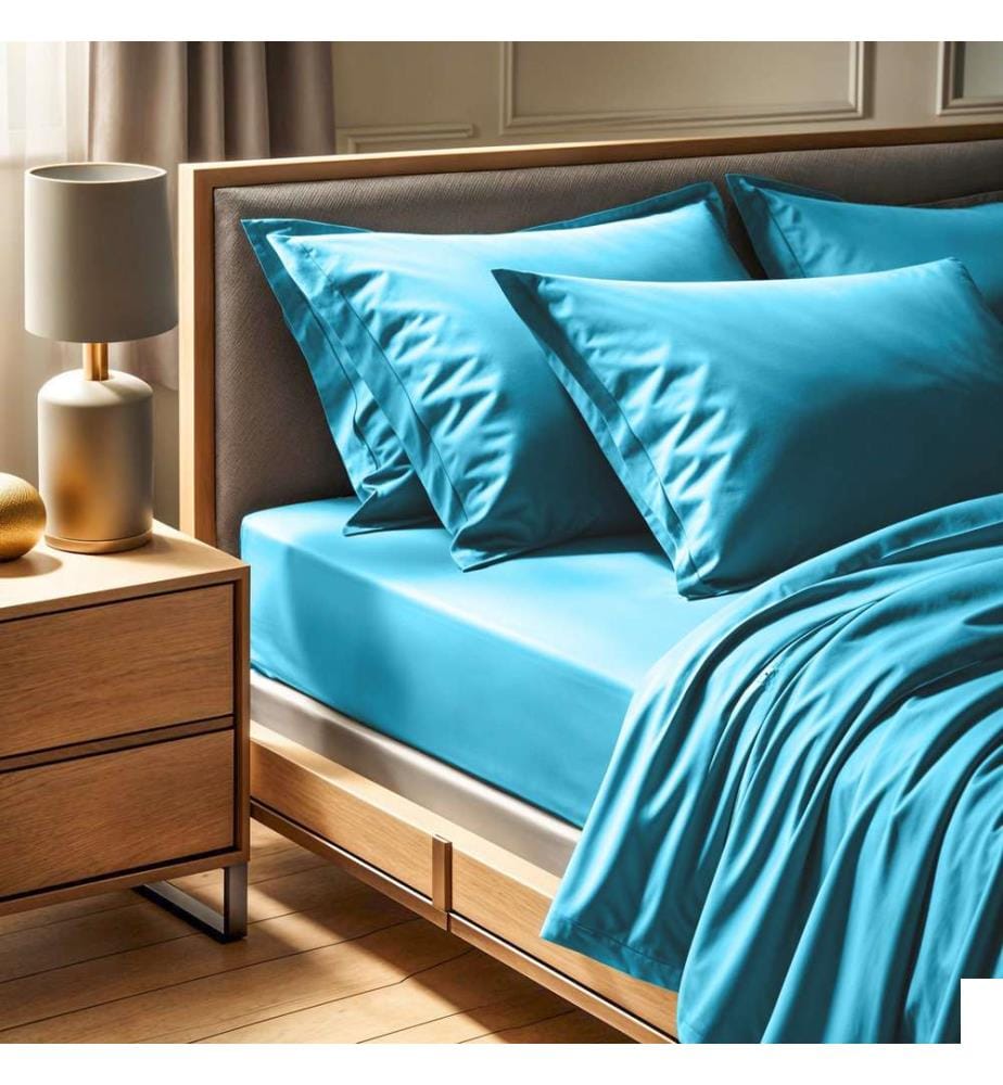 Drap-housse double Ranforce, turquoise, 100 % COTON RANFORCE