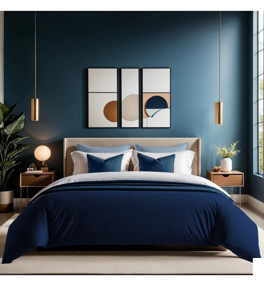Housse de couette Ranforce King, bleu foncé, 100 % COTON RANFORCE