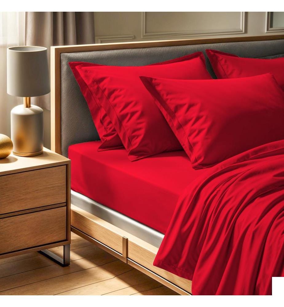Drap-housse petit format Ranforce, rouge, 100 % COTON RANFORCE