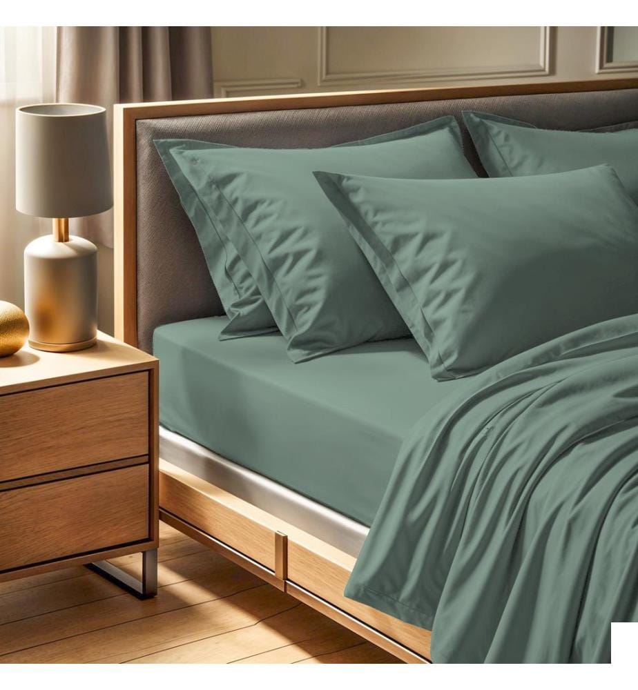 Drap-housse simple Ranforce, vert, 100 % COTON RANFORCE