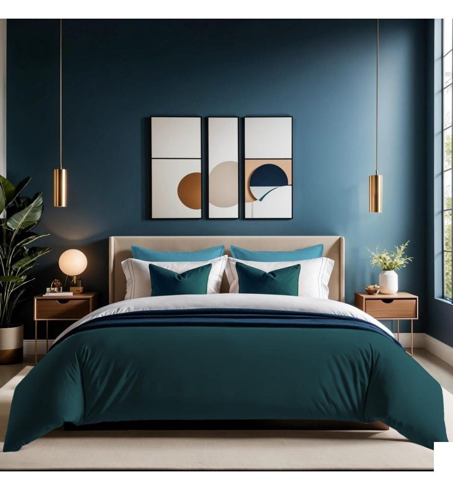 Housse de couette simple Ranforce, vert pétrole, 100 % COTON RANFORCE
