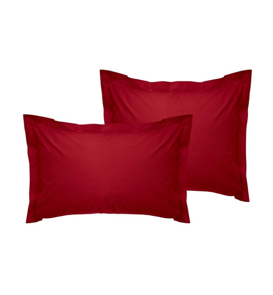 Ensemble de taies d'oreiller Oxford, 2 pièces, rouge bordeaux, 100 % COTON RANFORCE