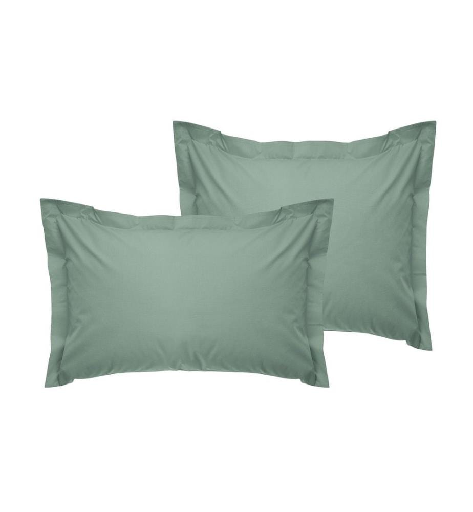 Ensemble de taies d'oreiller Oxford, 2 pièces, vert, 100 % COTON RANFORCE