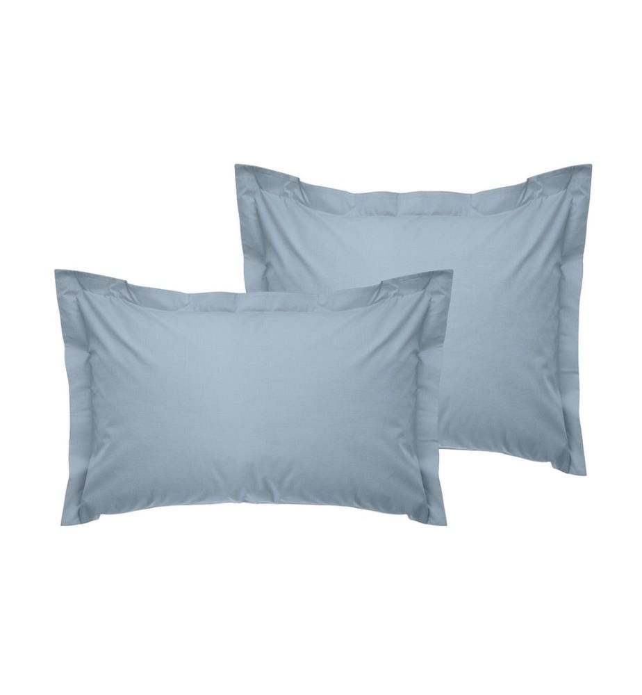 Ensemble de taies d'oreiller Oxford, 2 pièces, bleu, 100 % COTON RANFORCE