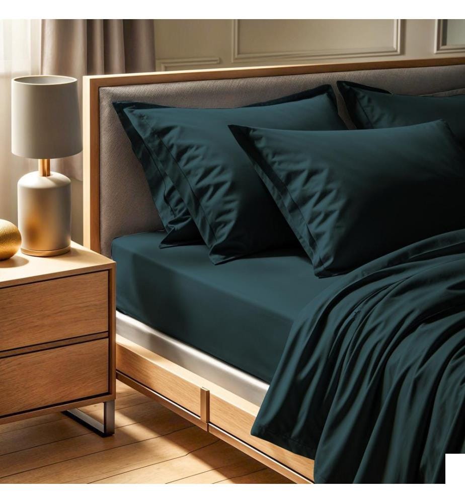 Drap-housse double Ranforce, vert pétrole, 100 % COTON RANFORCE