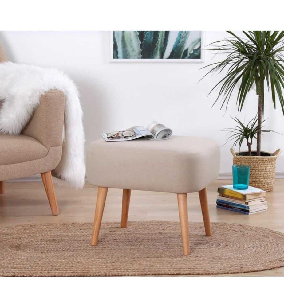 Pouf, crème, 50% coton / 50% lin