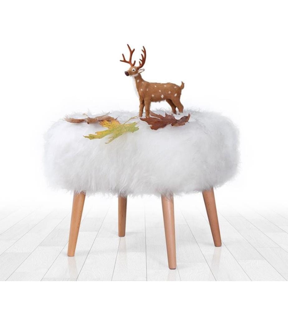 Pouf, blanc, polyester, éponge orthopédique 35 Dns