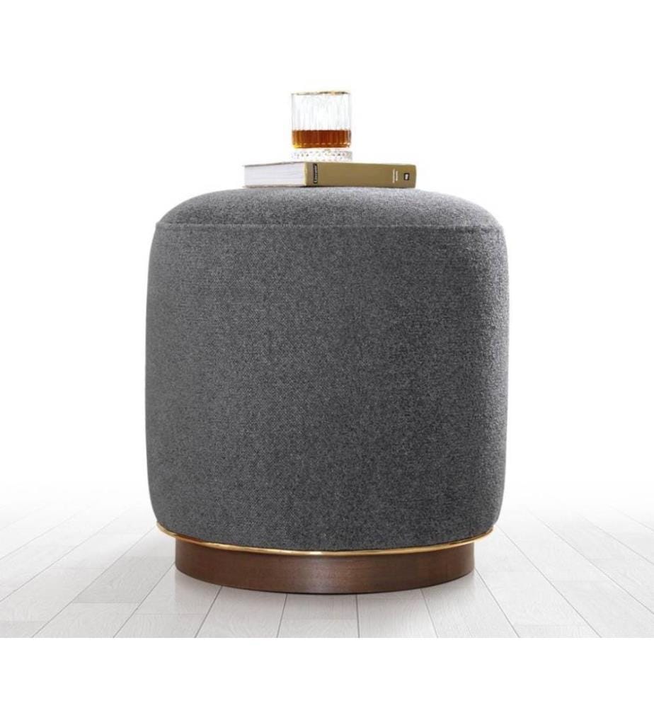 Pouf, gris, coton, pieds en bois