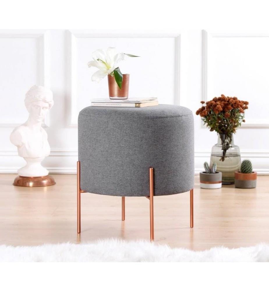 Pouf, gris, 50% coton / 50% lin