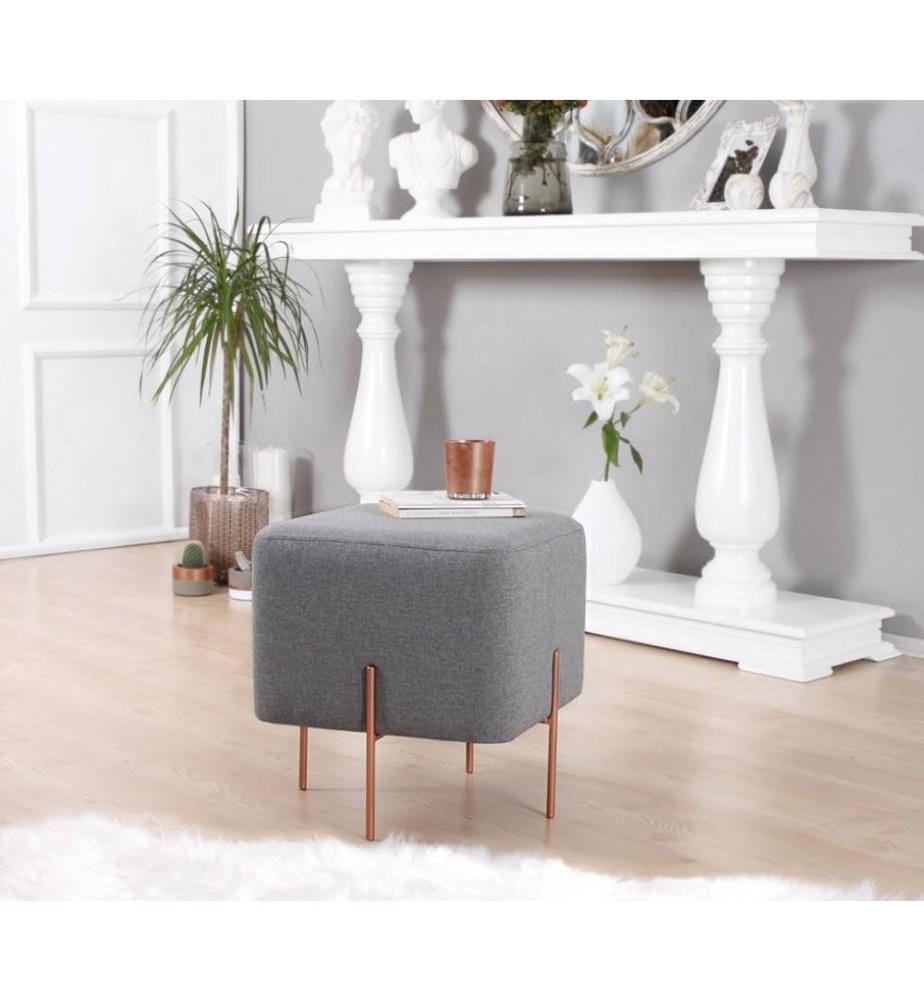 Pouf, gris, 50% coton / 50% lin