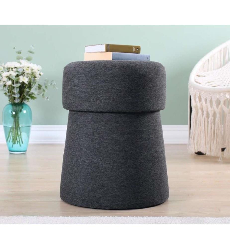 Pouf, gris foncé, 50% coton / 50% lin