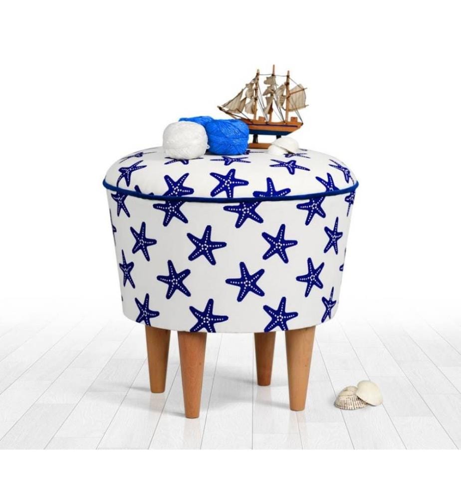 Pouf, bleu, blanc, microfibre