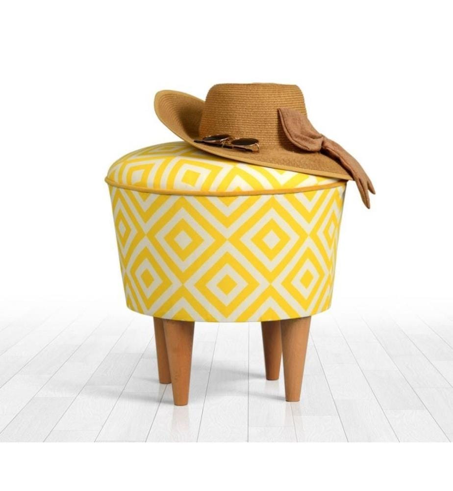 Pouf, jaune, microfibre