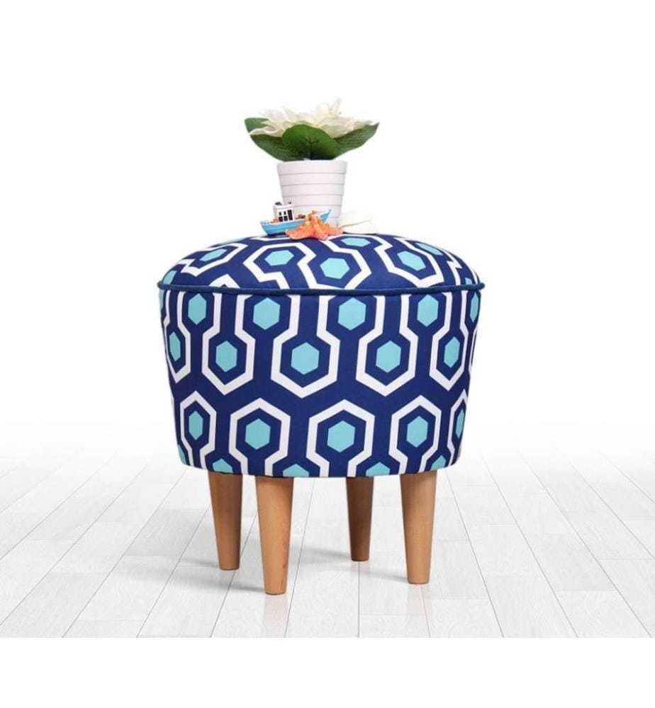 Pouf, bleu, blanc, microfibre