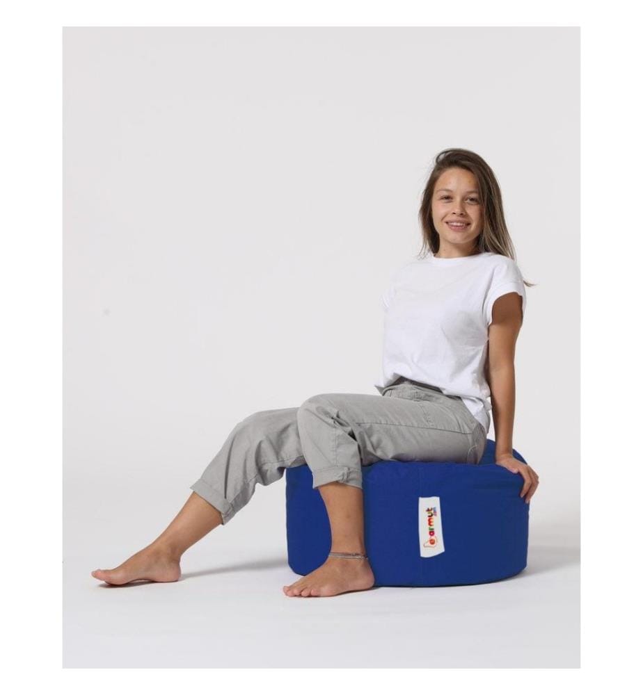 Pouf de jardin, bleu, polystyrène recyclé haute densité, tissu polyester