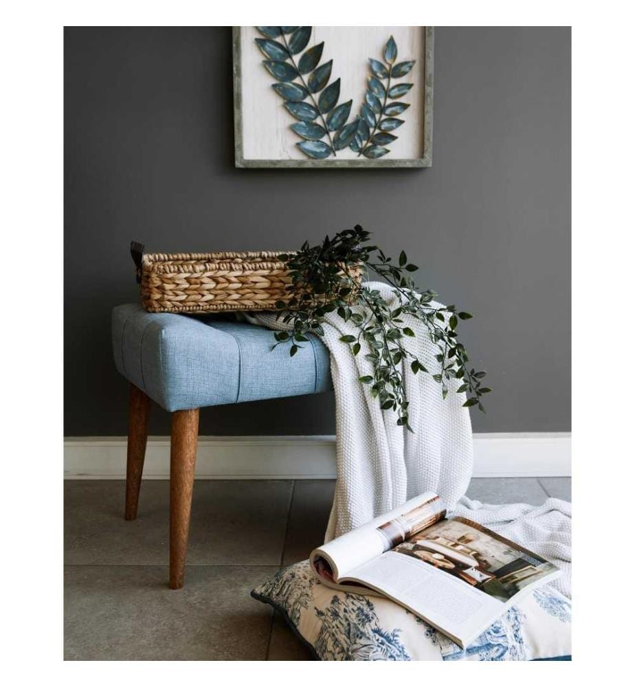 Pouf, bleu indigo, cadre en bois massif, tissu polyester