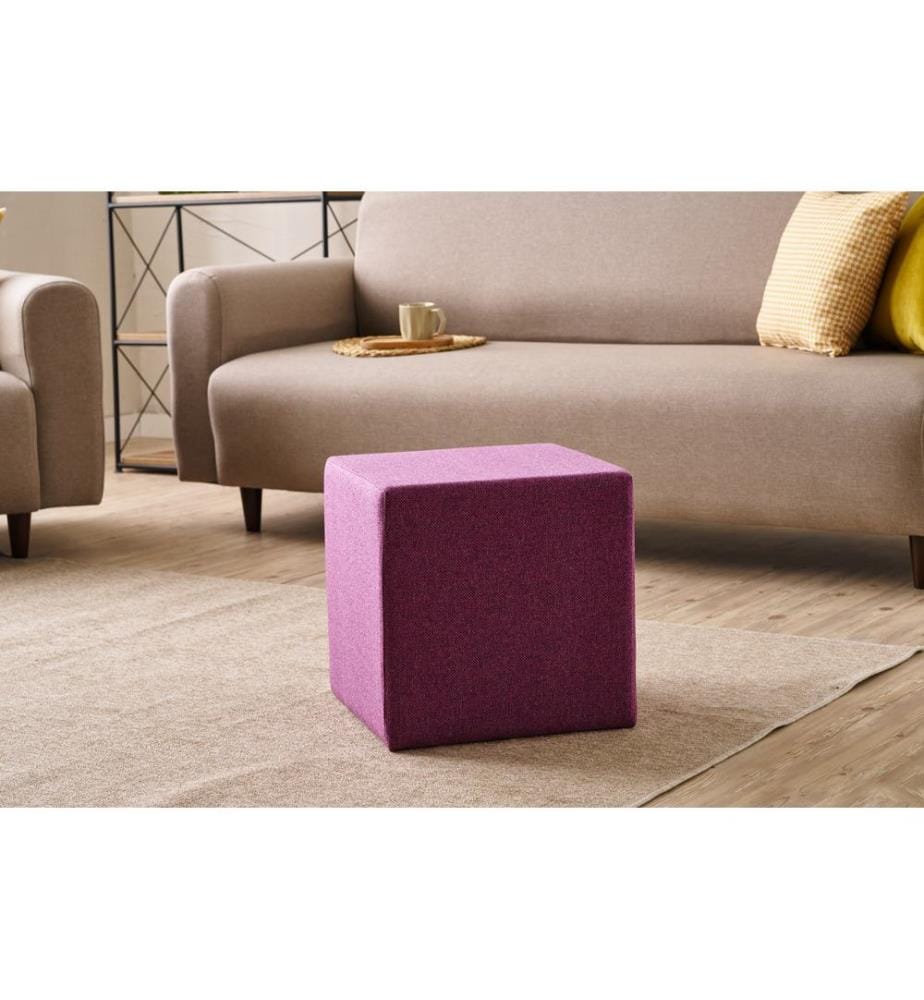 Pouf, Lilas, Cadre : BOIS, Tissu : 50% COTON / 50% POLYESTER