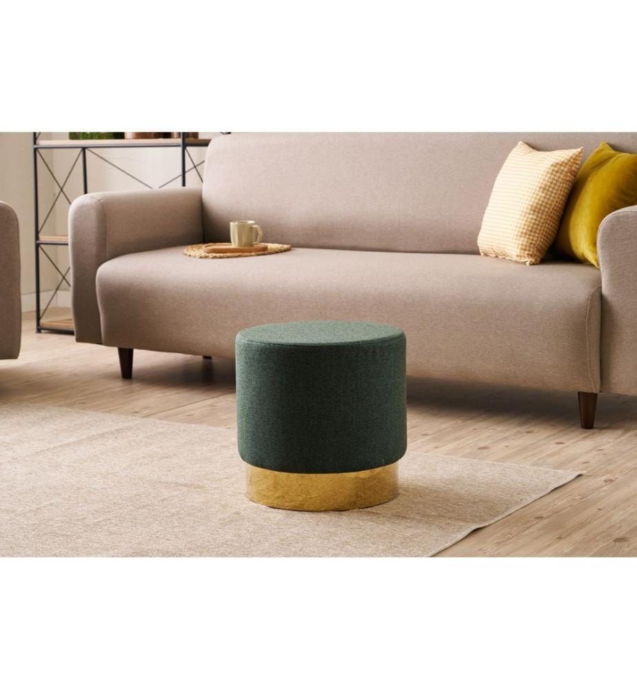 Pouf, Vert, Cadre : BOIS, Tissu : 50% COTON / 50% POLYESTER, Pieds en métal