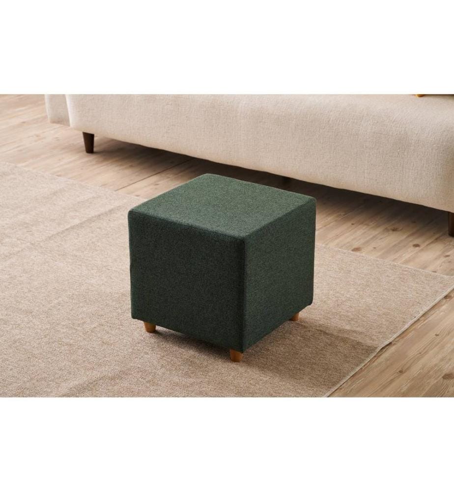 Pouf, Vert, Cadre : BOIS, Tissu : 50% COTON / 50% POLYESTER