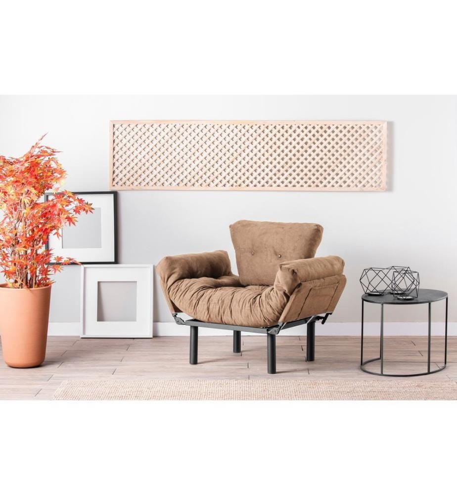 Chaise Wing, Light Brown, Cadre : 100% METAL, Tissu : TISSU POLYESTER, Pieds en plastique