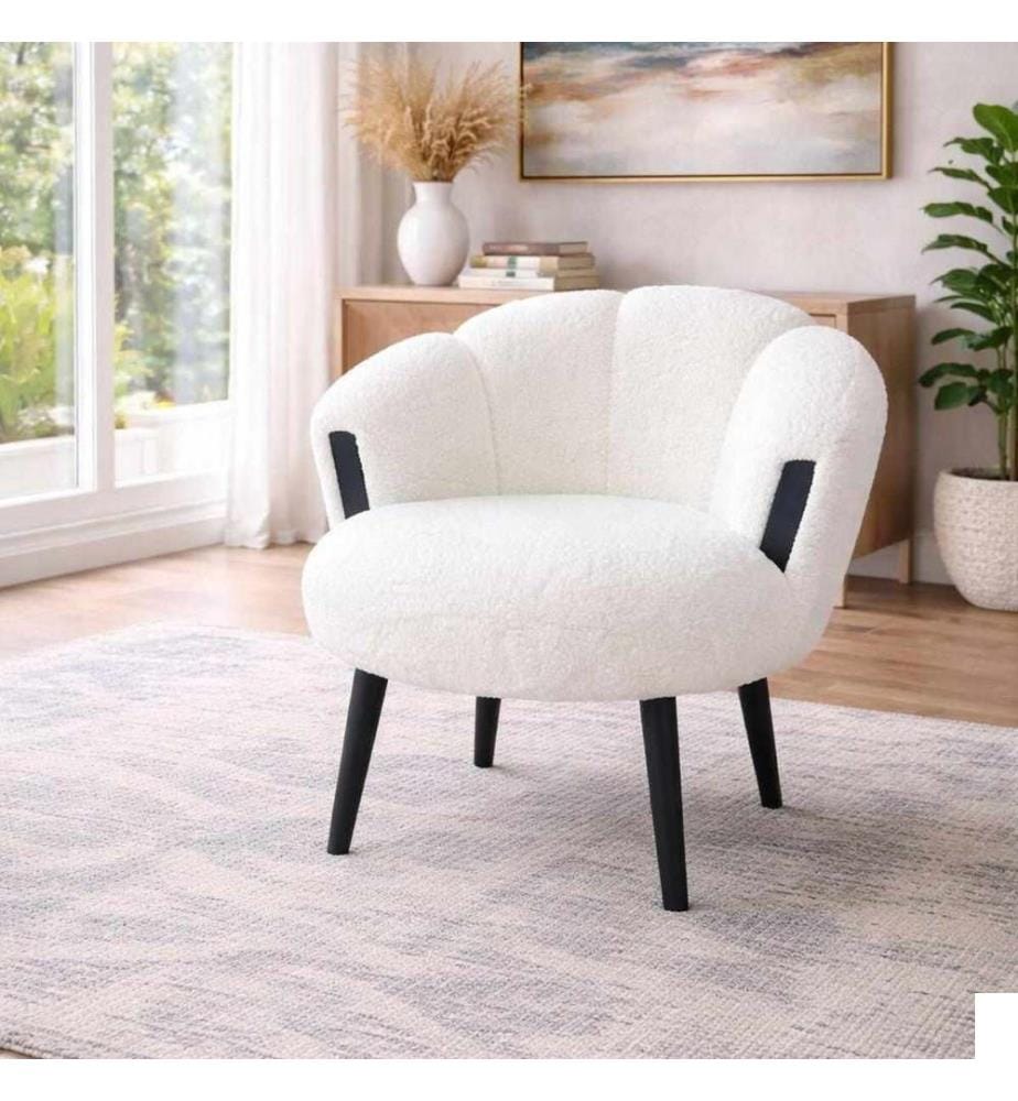 Fauteuil à oreilles, panneau de particules 100 % mélaminé, blanc, noir