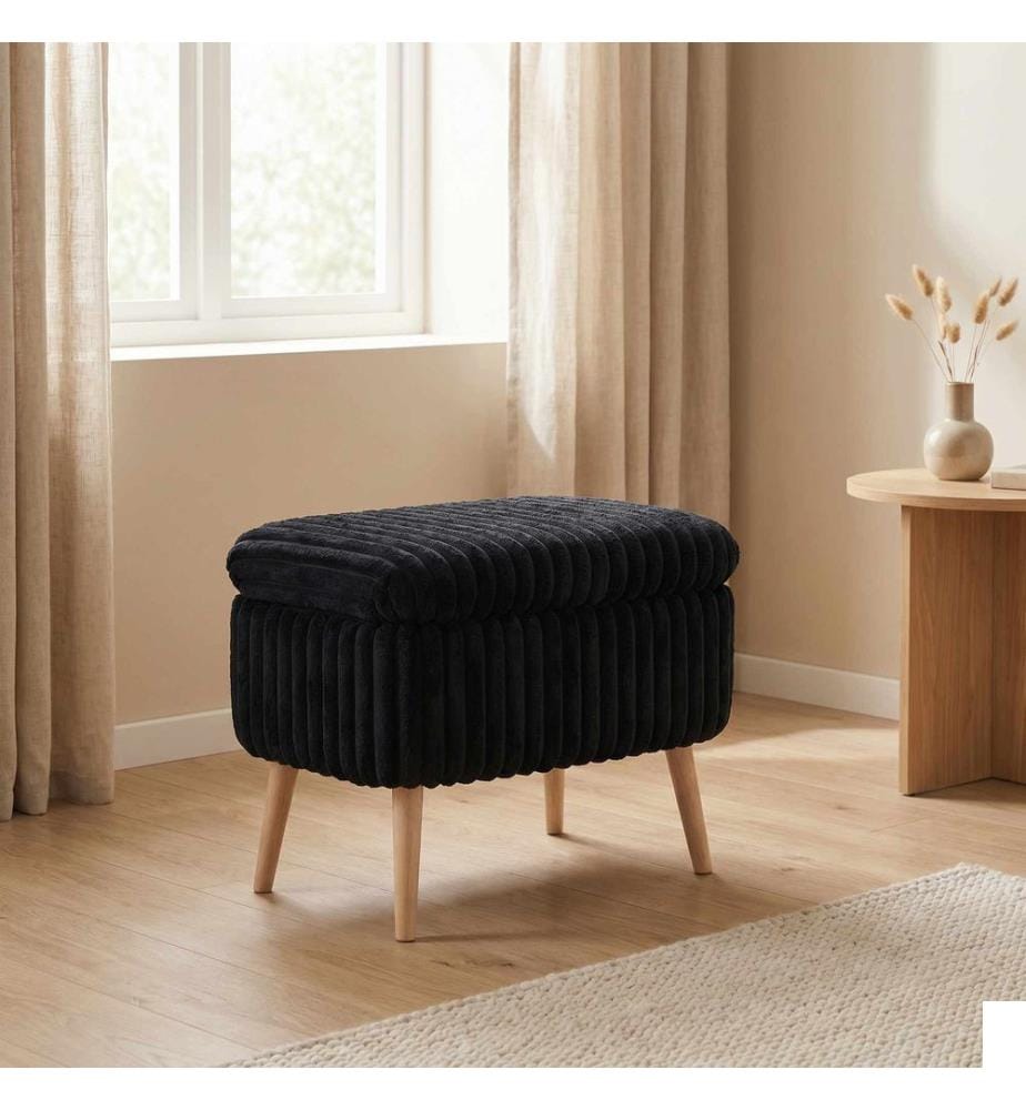 Pouf, panneau de particules 100 % mélaminé, noir Toscano