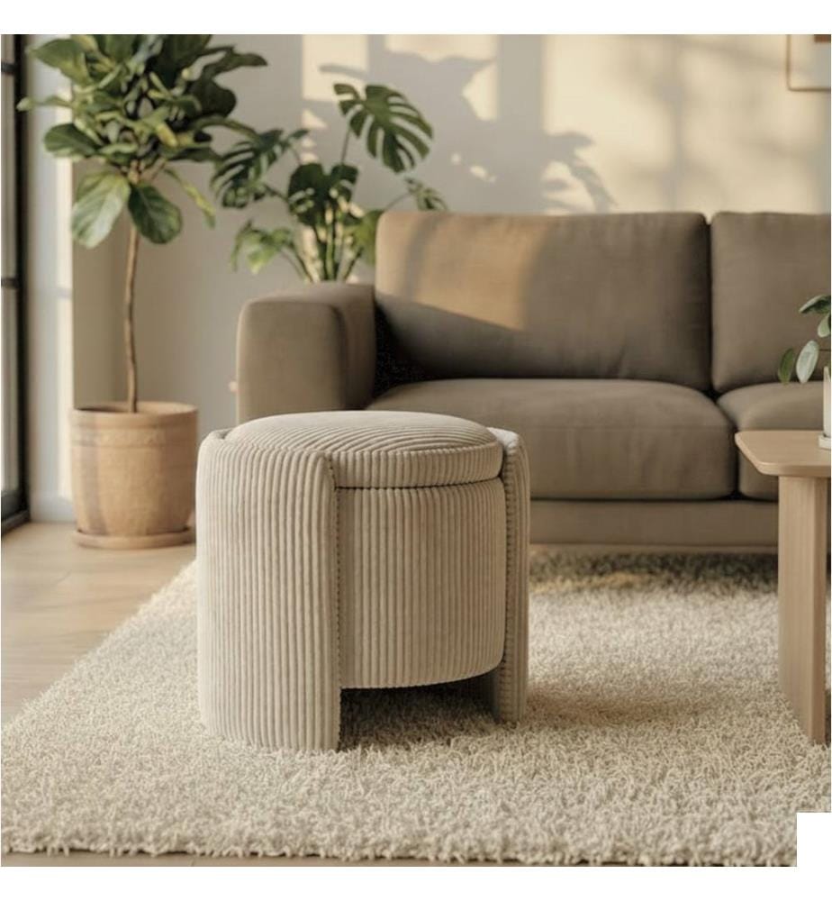 Pouf, panneau de particules brutes de haute qualité (épaisseur : 18 mm) / 25 x 110 x 250 mm, lattes de peuplier, support en MDF/contreplaqué de peuplier de 3 mm, beige