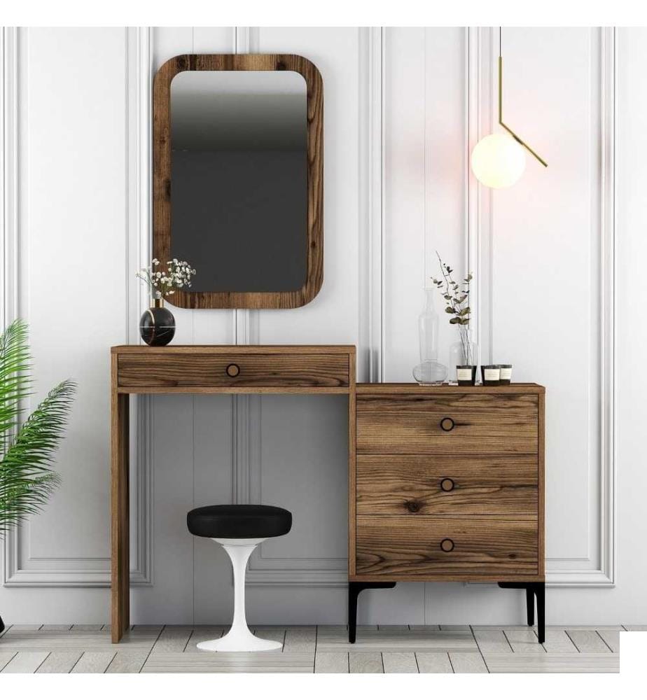 Commode, noyer, panneau de particules mélaminé