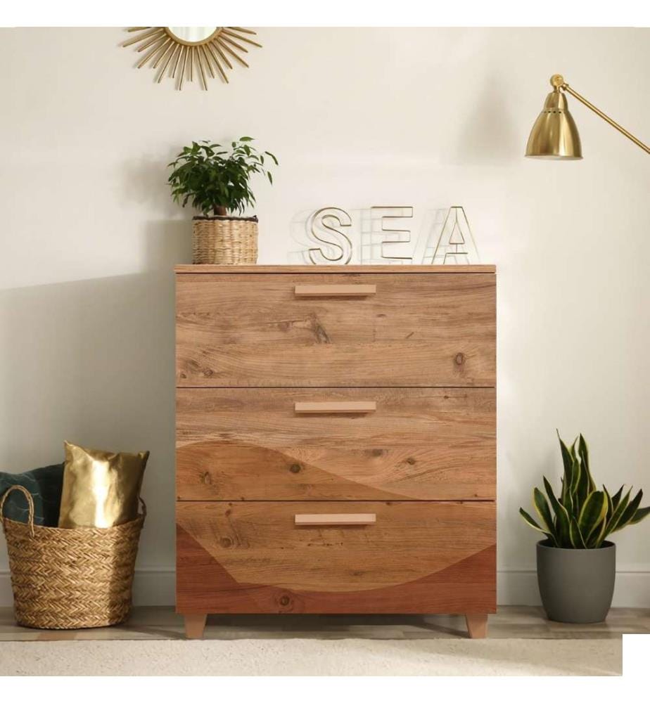 Commode, pin atlantique, panneau de particules mélaminé